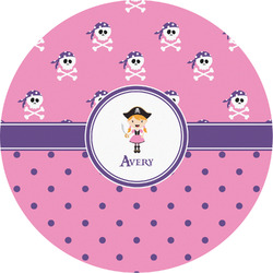 Pink Pirate Multipurpose Round Labels - 5" (Personalized)