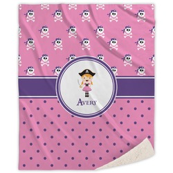Pink Pirate Sherpa Throw Blanket - 50"x60" (Personalized)