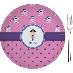 Pink Pirate Glass Appetizer / Dessert Plate 8" (Personalized)