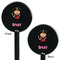 Pink Pirate Black Plastic 5.5" Stir Stick - Double Sided - Round - Front & Back