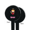 Pink Pirate Black Plastic 7" Stir Stick - Single Sided - Round - Front & Back