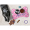 Pink Pirate Bone Shaped Mat w/ Food & Water