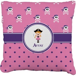 Pink Pirate Faux-Linen Throw Pillow 18" (Personalized)
