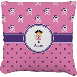 Pink Pirate Faux-Linen Throw Pillow 26" (Personalized)