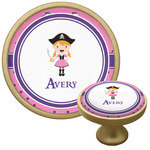 Pink Pirate Cabinet Knob - Gold (Personalized)