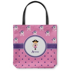 Pink Pirate Canvas Tote Bag - Large - 18"x18" (Personalized)