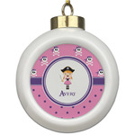 Pink Pirate Ceramic Ball Ornament (Personalized)