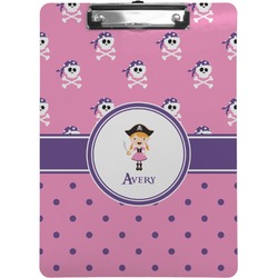 Pink Pirate Clipboard (Letter Size) (Personalized)