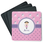 Pink Pirate Square Rubber Backed Coasters - Set of 4 (Personalized)