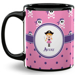 Pink Pirate 11 Oz Coffee Mug - Black (Personalized)