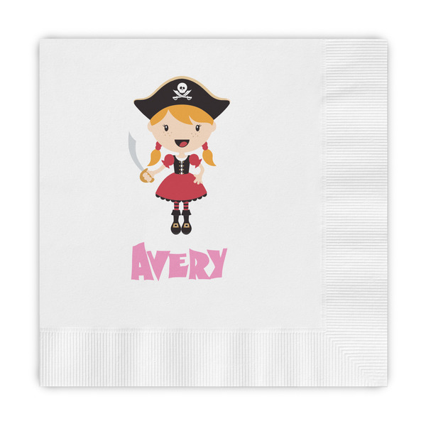 Custom Pink Pirate Embossed Decorative Napkins (Personalized)