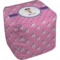 Pink Pirate Cube Pouf Ottoman (Personalized)