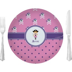 Pink Pirate Glass Lunch / Dinner Plate 10" (Personalized)