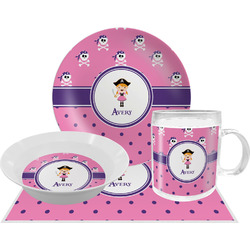 Pink Pirate Dinner Set - Single 4 Pc Setting w/ Name or Text