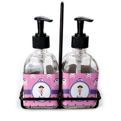 Pink Pirate Glass Soap & Lotion Bottle Set (Personalized)
