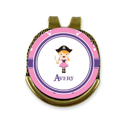 Pink Pirate Golf Ball Marker - Hat Clip - Gold