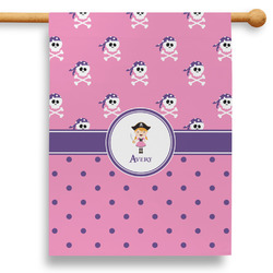 Pink Pirate 28" House Flag - Double Sided (Personalized)