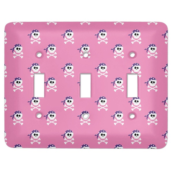 Custom Pink Pirate Light Switch Cover (3 Toggle Plate)
