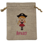 Pink Pirate Medium Burlap Gift Bag - Front (Personalized)