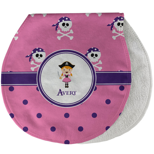 Custom Pink Pirate Burp Pad - Velour w/ Name or Text