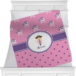 Pink Pirate Minky Blanket - Twin / Full - 80"x60" - Double Sided (Personalized)