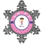 Pink Pirate Vintage Snowflake Ornament (Personalized)