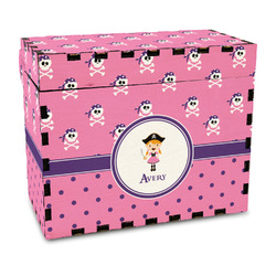 Pink Pirate Wood Recipe Box - Full Color Print (Personalized)