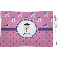 Pink Pirate Glass Rectangular Appetizer / Dessert Plate (Personalized)