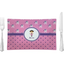 Pink Pirate Glass Rectangular Lunch / Dinner Plate (Personalized)