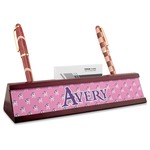 Pink Pirate Red Mahogany Nameplate with Business Card Holder (Personalized)