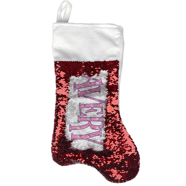 Custom Pink Pirate Reversible Sequin Stocking - Red (Personalized)