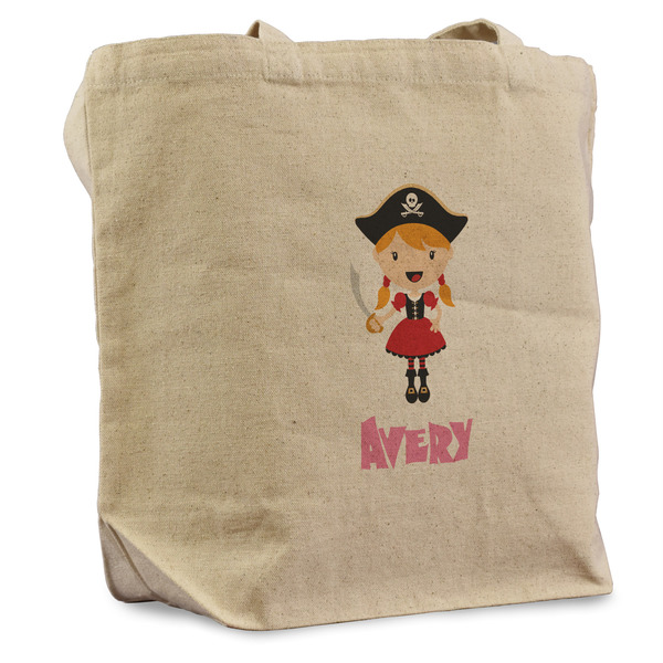 Custom Pink Pirate Reusable Cotton Grocery Bag - Single (Personalized)