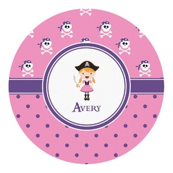 Pink Pirate Round Decal - Medium (Personalized)