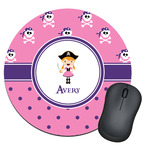 Pink Pirate Round Mouse Pad (Personalized)