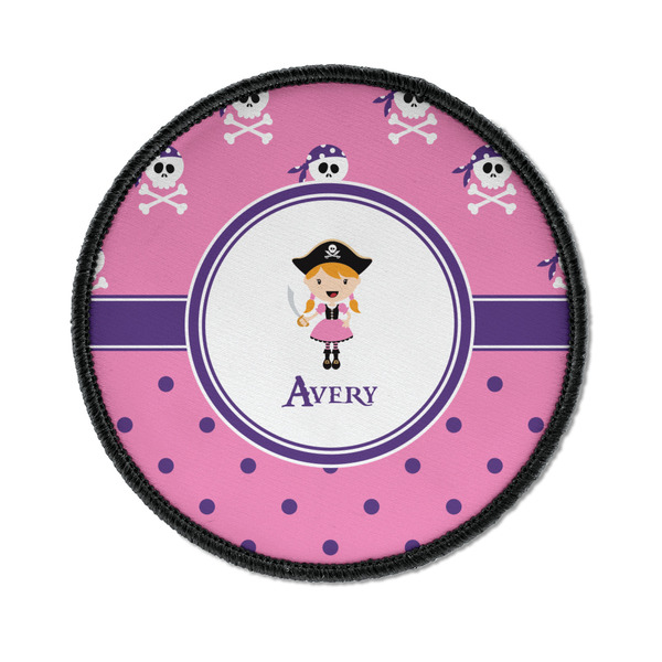 Custom Pink Pirate Iron On Round Patch w/ Name or Text