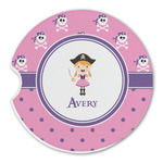 Pink Pirate Sandstone Car Coaster - Single (Personalized)