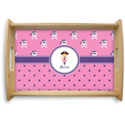 Pink Pirate Natural Wooden Tray - Small (Personalized)