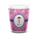 Pink Pirate Ceramic Shot Glass - 1.5 oz - White - Set of 4 (Personalized)