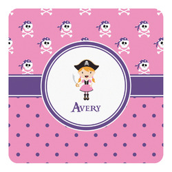 Pink Pirate Square Decal - Large (Personalized)