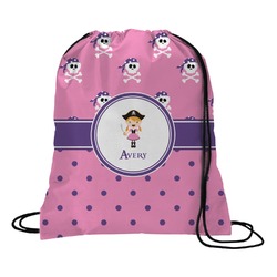 Pink Pirate Drawstring Backpack - Medium (Personalized)