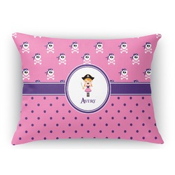 Pink Pirate Rectangular Throw Pillow Case - 12"x18" (Personalized)