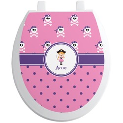 Pink Pirate Toilet Seat Decal - Round (Personalized)