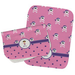 Pink Pirate Burp Cloths - Fleece - Set of 2 w/ Name or Text