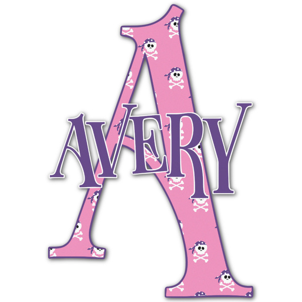 Custom Pink Pirate Name & Initial Decal - Up to 18"x18" (Personalized)