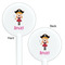 Pink Pirate White Plastic 5.5" Stir Stick - Double Sided - Round - Front & Back