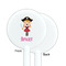 Pink Pirate White Plastic 5.5" Stir Stick - Single Sided - Round - Front & Back