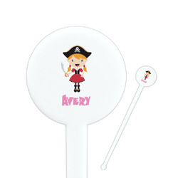 Pink Pirate Round Plastic Stir Sticks (Personalized)