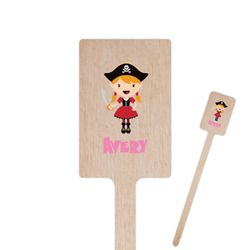 Pink Pirate 6.25" Rectangle Wooden Stir Sticks - Single Sided (Personalized)