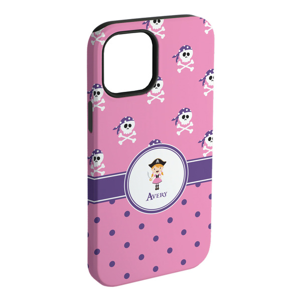 Custom Pink Pirate iPhone Case - Rubber Lined - iPhone 15 Plus (Personalized)