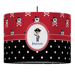 Pirate & Dots 16" Drum Pendant Lamp - Fabric (Personalized)
